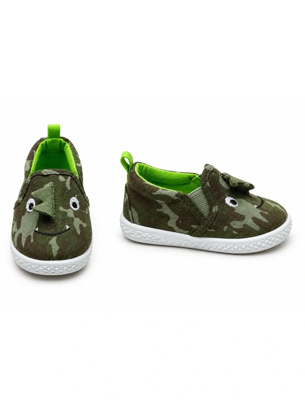 Wonder Nation Green Brown Camouflage Dinosaur Slip-on Sneakers Baby Boy Size 4